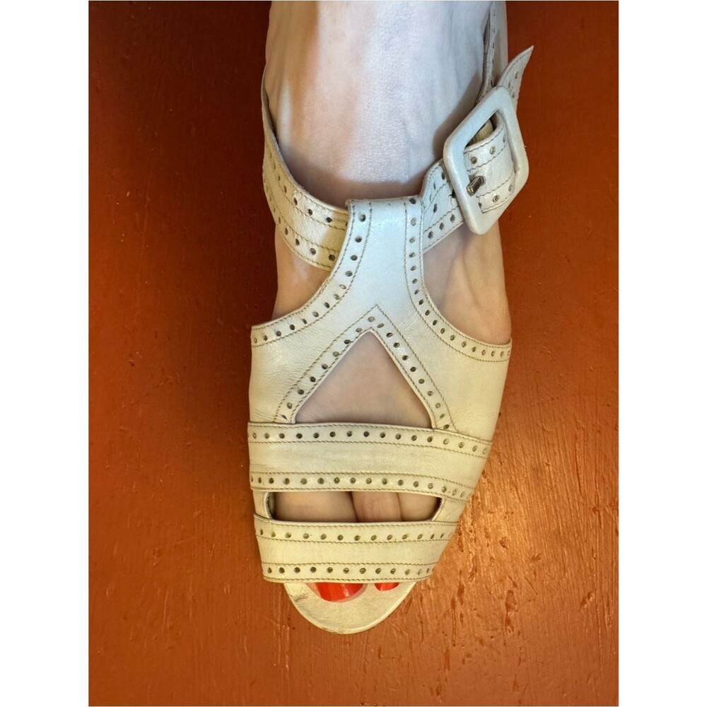 Vintage Joseph Cream Cutout Peep-Toe Heels with Buckle - Picture 9 of 9
